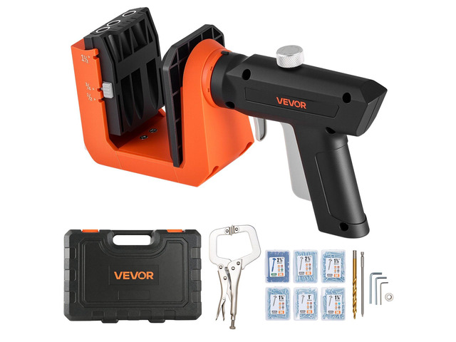 VEVOR Pocket Hole Jig Kit, 1/2', 3/4', 1-1/2' Adjustable, 360° Rotating Handle, Jig Pocket Hole System with 260 Screws, C-Clamp, Stop Collar, Drill...