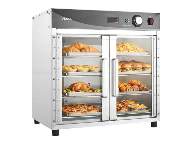 VEVOR Electric Hot Box Food Warmer, 4-Tier Commercial Warming Cabinet with Water Tray, Glass Door and Adjustable Shelves, Stainless Steel Food...