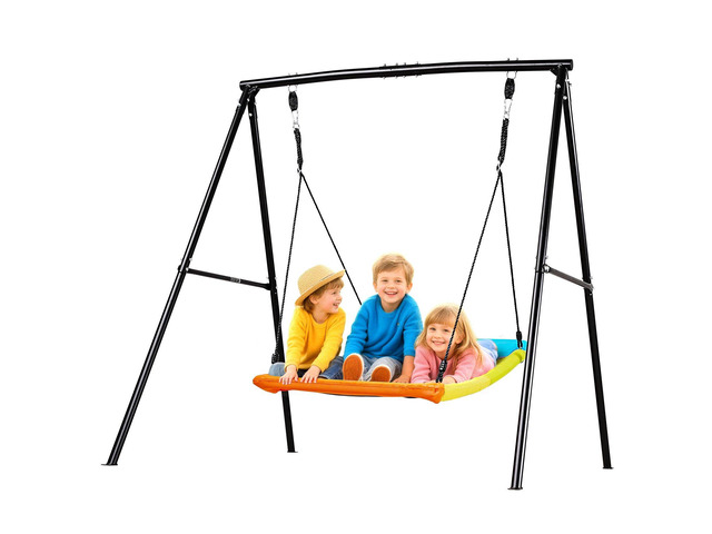 VEVOR Swing Set for Backyard, 60 x 32 in Swing Seat with Heavy Duty A-Frame Metal Stand, 440 lbs Load Capacity, Reinforced with Spiral Ground...