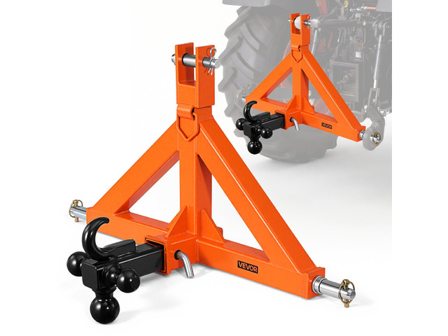 VEVOR 3 Point Trailer Hitch with 2' Receiver, 3 Pt Quick Hitch Attachment with 3 Trailer Balls, Tractor Tow Drawbar Adapter for Category 1, Kubota,...