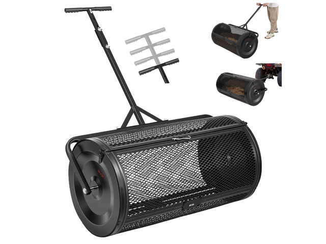 VEVOR Compost Spreader, 36' Wide Peat Moss Spreader with Push/Tow Handle, 4 Heights Adjustable, Powder-Coated Steel Garden Peat Moss Roller, Heavy...