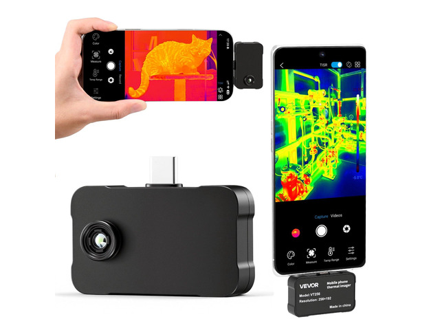 VEVOR Thermal Imaging Camera for Android & iOS, 512 x 384 Super Resolution, 25HZ Refresh Rate Infrared Thermal Imager for Smartphones Tablets, 256...