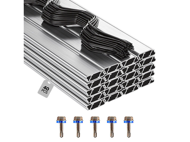 VEVOR Greenhouse Spring Wire and Lock Channel, 40 Packs 6.56 ft PVC-Coated Wiggle Wire & Aluminum Alloy Channel Bundle Kit with Included Screws,...