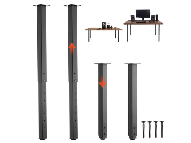 VEVOR Adjustable Table Legs, 24-40 in Square Steel Furniture Legs, 1200 lbs Max Load Heavy Duty, Quick Installation, Ideal for Home Office Desk...