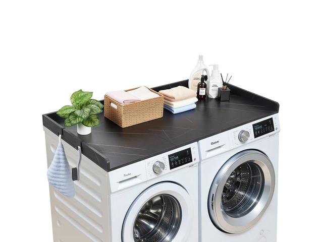 VEVOR Washer Dryer Countertop, 54 x 27.5 in Marble Washer and Dryer Topper with Edge & 2 Hooks, Water-Resistant Laundry Machine Topper for Laundry...