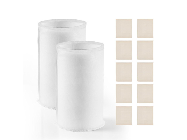 VEVOR Brew Bags, 2 PCS Food Grade Nylon Material Grain Bag, 10 PCS Natural Cotton-Linen Hop Bag, Easy to Clean, Reusable & Ultra-Fine Mesh Home...