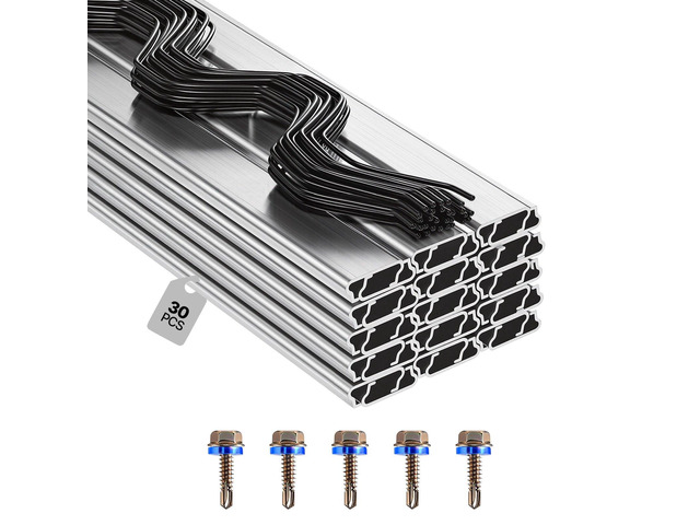 VEVOR Greenhouse Spring Wire and Lock Channel, 30 Packs 6.56 ft PVC-Coated Wiggle Wire & Aluminum Alloy Channel Bundle Kit with Included Screws,...