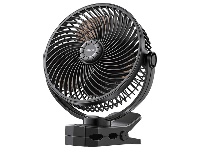 VEVOR Portable Clip Fan, Rechargeable Clip On Fan, USB Port with 3 Speeds & Circulation Mode, Strong Airflow Sturdy Clamp, Long Runtime for Desk,...