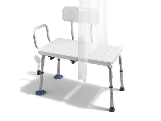 VEVOR Tub Transfer Bench for Bathtub, 400 lbs Capacity Heavy Duty Shower Chair with Arm, Backrest and Curtain Slot, Height Adjustable Shower Bench...