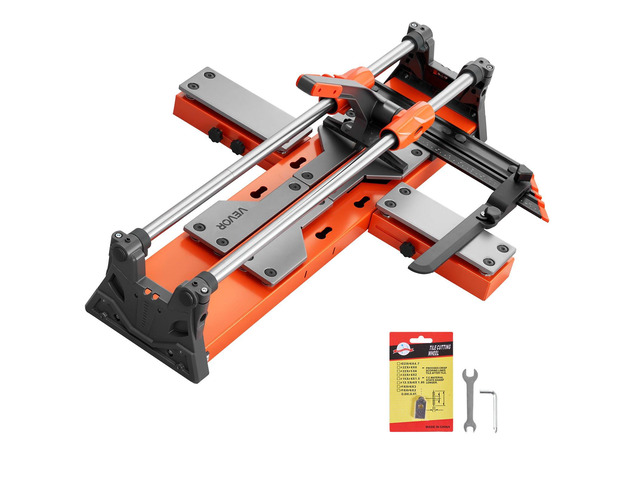 VEVOR 24-Inch Manual Tile Cutter, Upgraded Sliding Head Cutting Tool with Spring-Loaded Base, Angle Fence, Tungsten Carbide Cutting Wheel,...