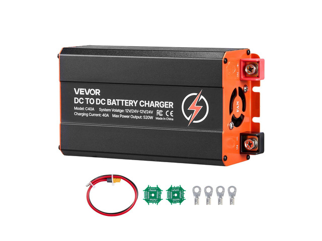 VEVOR DC to DC Battery Charger, 520W, 40A Alternator Charger, Fast DC-DC Charging for Portable Power Stations, Compatible with LiFePO4 Lead-Acid...