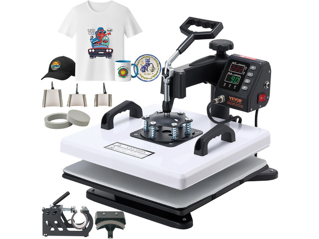 VEVOR Heat Press Machine, 15 x 15 in, 8-in-1 Multifunction, 360° Swing Away, Heat Up Fast and Even, Digital Precise Control, Sublimation Press...