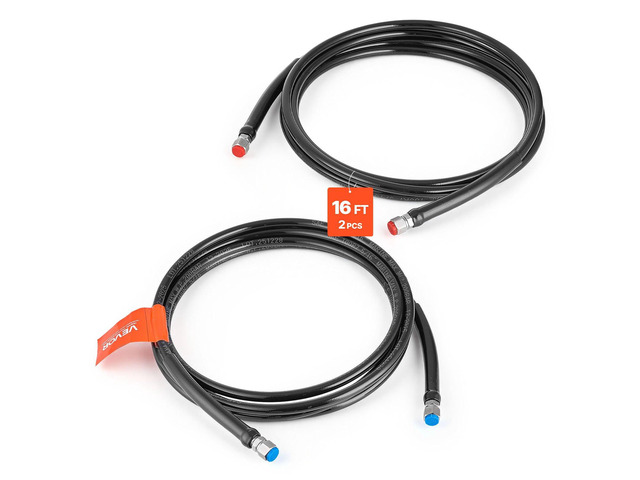VEVOR Hydraulic Hose Kit, 16 ft 2-Piece Leak-Proof TPEE Outboard Steering Hose Kit with 304 Stainless Steel Connector, Compatible with Marine...