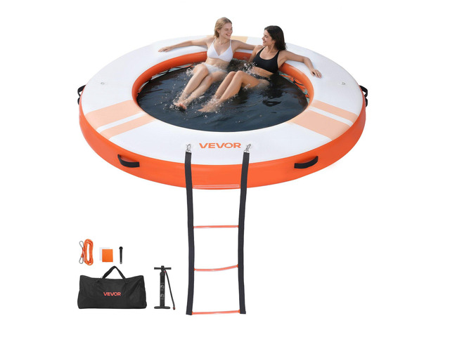 VEVOR Inflatable Floating Dock, 8 FT Inflatable Dock Platform, Non-Slip Water Air Mat with Portable Carrying Bag and Detachable Ladder, Floating...