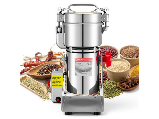 VEVOR 300g Electric Grain Mill Grinder, 1500W 28000RPM High Speed Spice Corn Dry Grinding Machine, Stainless Steel Pulverizer Powder Machine for...
