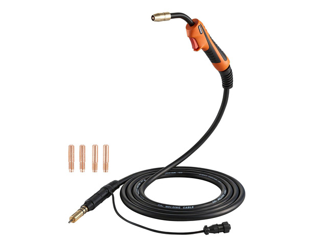 VEVOR 150A MIG Welding Gun with 15FT Cable, Replacement for Miller M-15/M-150 (249041) - with 5PCS Mig Welding Contact Tips