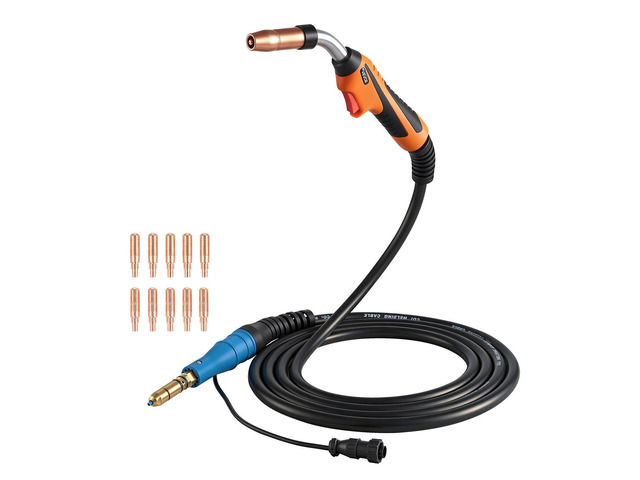 VEVOR 250A MIG Welding Gun with 15FT Cable, Replacement for Miller MDX-250 - with 11PCS Mig Welding Contact Tips