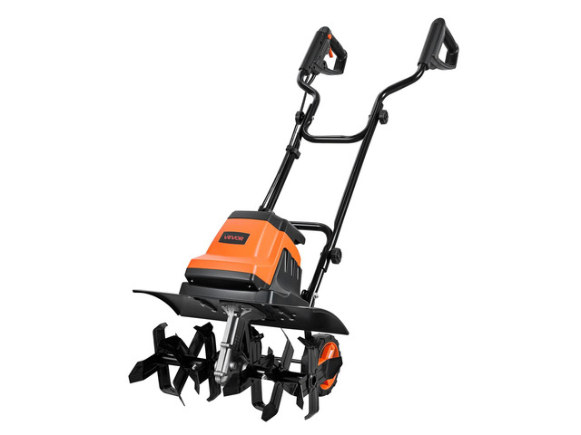 VEVOR Corded Electric Tiller, 18 Inch Tilling Width Garden Rototiller, 15-Amp Motor Heavy-Duty Tilling Machine, Cultivator with Steel Tines and...