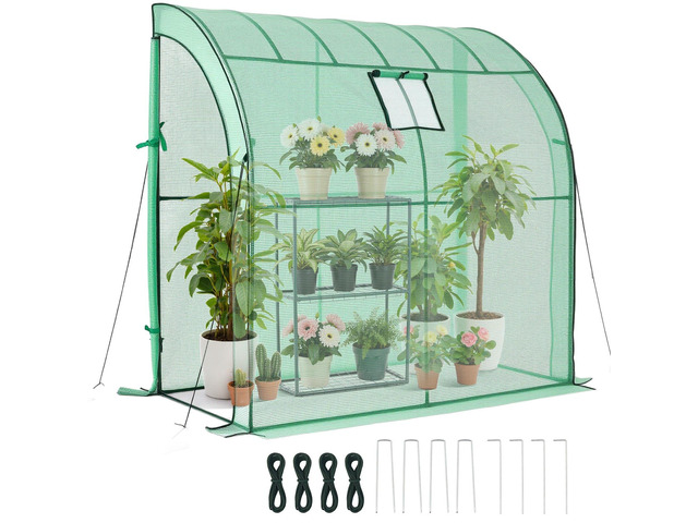 VEVOR Walk-in Green House, 78 x 39.4 x 78.7 in, Greenhouse with Shelves, High Strength PE Cover with Zipper Door and Steel Frame, Assembly in...
