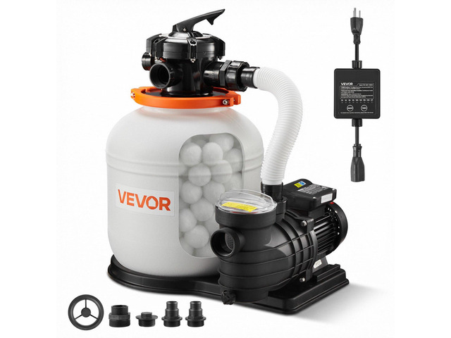 VEVOR FlashPure Sand Filter Pump, 14 in for Above Ground Pool, 0.75 HP 3500 GPH, Swimming Pool Filter System with Timer, 6X Faster Filtration,...