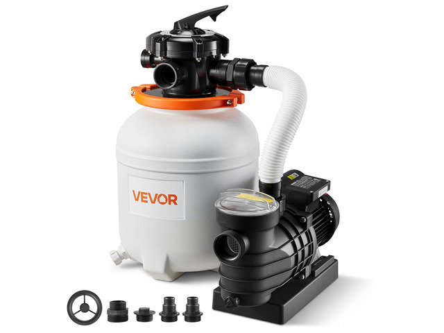 VEVOR 0.33 HP 3000 GPH Sand Filter Pump With 6-Way Valve, Pre-Assembled Core & Leak-Resistant Design, 12 Inch Swimming Pool Filter Pump,...