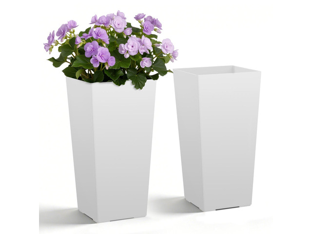 VEVOR Tall Planters Set of 2, 22 Inch Large Outdoor Taper Planters for Outdoor Indoor Plants, Front Porch Plastic Modern Flower Pots with Casters,...