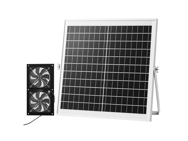 VEVOR Solar Powered Fan, 15W Solar Panel with 2 Fans, Adjustable Solar Panel Angle, 2668 RPM High-Speed, Flexible Installation, Fast Air Exchange...