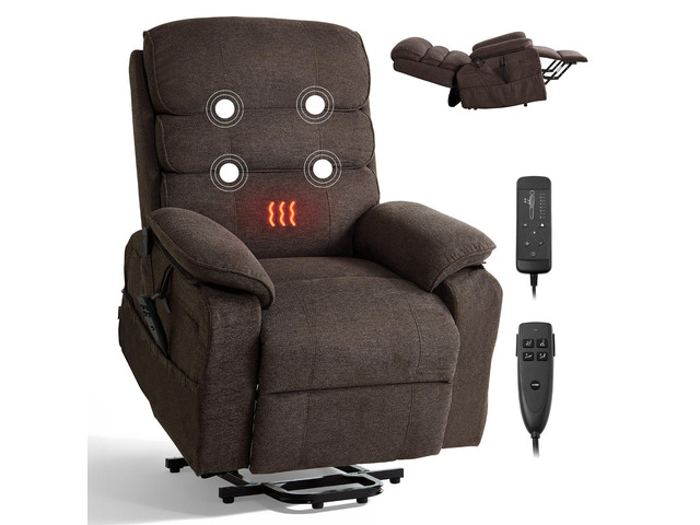 VEVOR Power Lift Recliner Chair, Dual Motor Medium Lift Chair with Heat and Massage for Elderly, Position Adjustable, Remote Control, with Side...