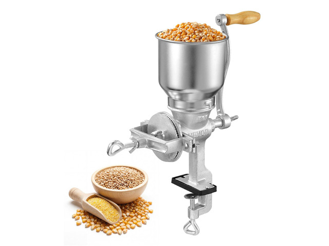 VEVOR Manual Grain Mill with High Hopper, Hand-Crank Corn Grinder, Heavy Duty Cast Iron Wheat Grinding Mill with Stable Table Clamp for Grains...