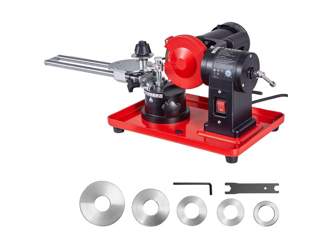 VEVOR Circular Saw Blade Sharpener, 370W 3590RPM Rotary Angle Mill Grinder Sharpening Machine with 5' Grinding Wheel & 6 Saw Centerings - Fits 3.2'...