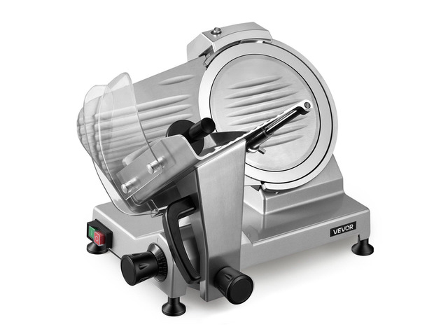 VEVOR 10' Commercial Meat Slicer, 240W Electric Deli Food Slicer with Carbon Steel Blade, Built-In Sharpener & 0-0.47' Adjustable Thickness for...