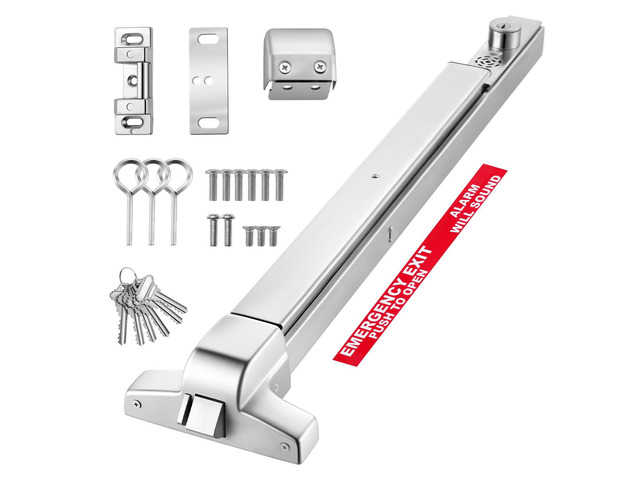 VEVOR Push Bar Panic Exit Device, 31' Stainless Steel Commercial Panic Bar for Exit Doors, Emergency Exit Door Hardware with Auto Alarm System and...
