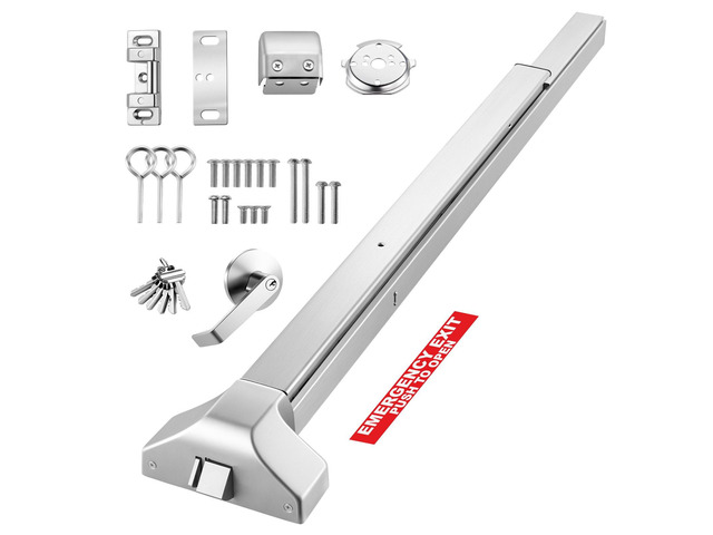 VEVOR Push Bar Panic Exit Device, 41' Stainless Steel Commercial Panic Bar for Exit Doors, Emergency Exit Door Hardware with Exterior Lever Handle...
