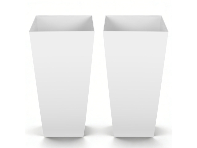VEVOR Tall Planters Set of 2, 26 Inch Large Outdoor Taper Planters for Outdoor Indoor Plants, Front Porch Plastic Modern Flower Pots with Casters,...