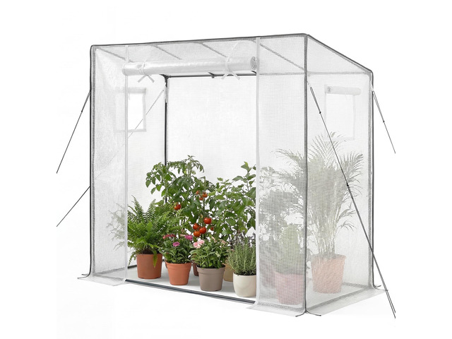 VEVOR Walk-in Greenhouse, 76.8' x 30.3' x 66.1' Greenhouse for Outdoors with Windows, PE Cover, Roll-Up Zipper Door, Walk in Green House Kit,...