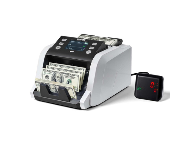 VEVOR Money Counter Machine, 1200 Notes/Minute, Cash Counter with Value Count, UV/MG/IR/DD/DBL/HLF/CHN Counterfeit Detection, TFT Display, Money...