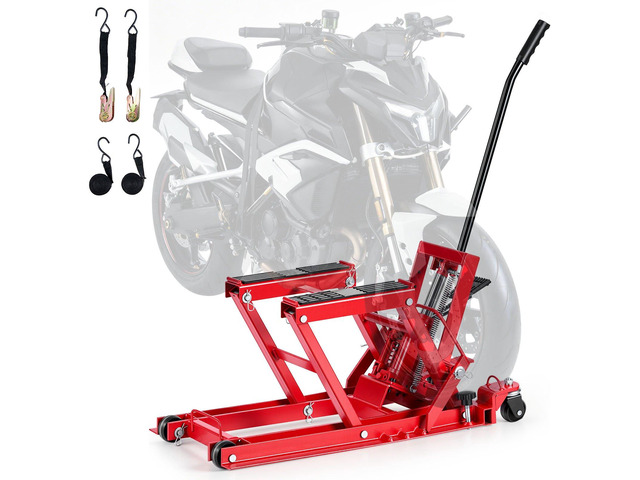 VEVOR Hydraulic Motorcycle Lift Jack, 1500 lbs Capacity, ATV Lift Jack Portable Motorcycle Hoist Stand with 4 Wheels, 4.5'-15.2' Height Range,...