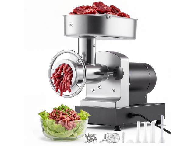 VEVOR Commercial Meat Grinder, 21 Lbs/Min Capacity, #32 Electric Meat Mincer with 3 Plates, 3 Sausage Stuff Tubes, 1100W/1.5HP Stainless Steel...
