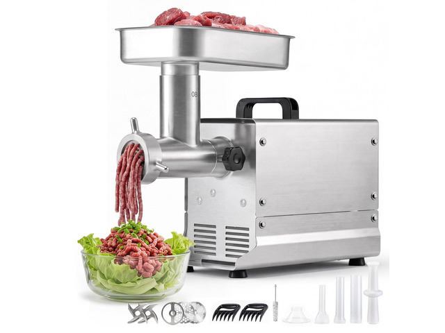 VEVOR Commercial Meat Grinder, 8 Lbs/Min Capacity, #8 Electric Meat Mincer with 3 Plates, 3 Sausage Stuffing Tubes, 350W/0.5HP Stainless Steel...