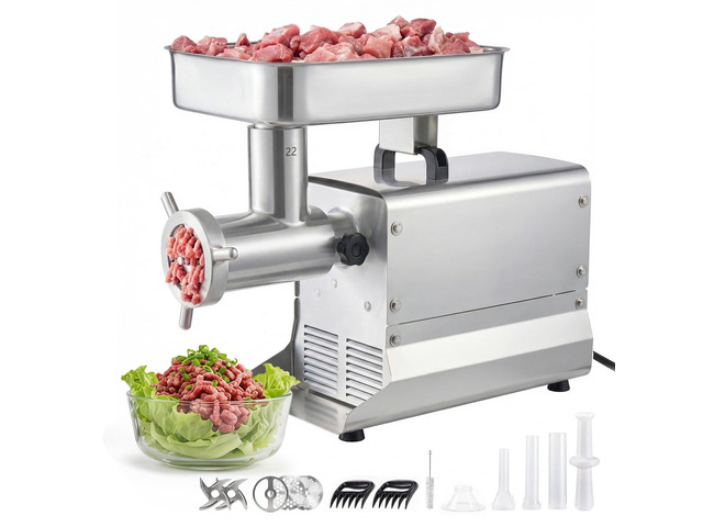 VEVOR Commercial Meat Grinder, 13 Lbs/Min Capacity, #22 Electric Meat Mincer with 3 Plates, 3 Sausage Stuffing Tubes, 750W/1HP Stainless Steel...
