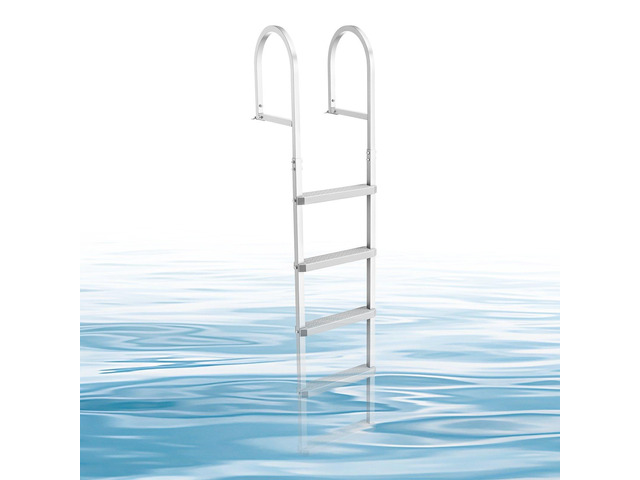 VEVOR Removable Dock Ladder, 5 Steps, Aluminum Alloy Pontoon Boat Swim Ladder, with Non-Slip Wide PP Steps, 500 lbs Weight Capacity, Quick Release...