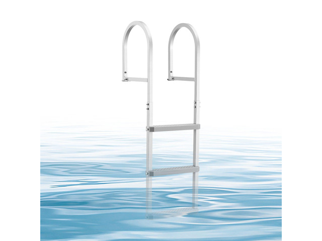 VEVOR Removable Dock Ladder, 3 Steps, Aluminum Alloy Pontoon Boat Swim Ladder, with Non-Slip Wide PP Steps, 500 lbs Weight Capacity, Quick Release...