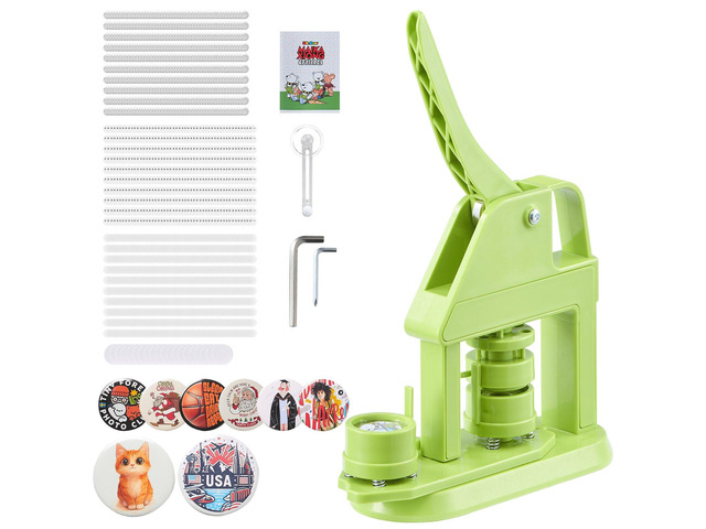 VEVOR Button Maker Machine, 1.26 in, Plastic Pin Maker with 500pcs Button Parts, Mr. Panda Magic Book, Circle Cutter and Hex Wrenches, Reinforced...
