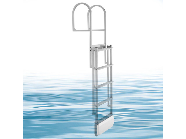 VEVOR Retractable Dock Ladder, 5 Steps, Aluminum Alloy Pontoon Boat Swim Ladder with Auto-Lift Float, Non-Slip Wide Steps, 500 lbs Weight Capacity,...