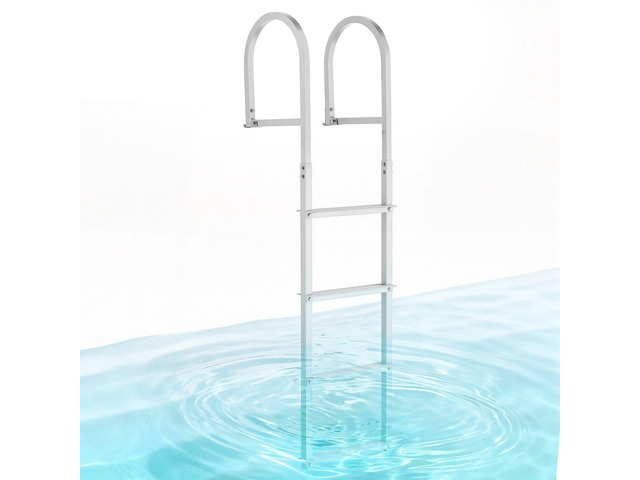VEVOR Removable Dock Ladder, 4 Steps, Aluminum Alloy Pontoon Boat Swim Ladder, with Non-Slip Wide Steps, 500 lbs Weight Capacity, Quick Release...