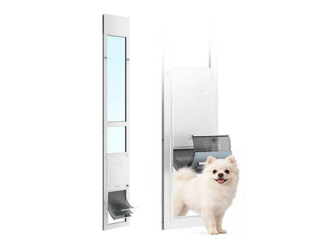 VEVOR Dog Door for Sliding Glass Door, 75 7/8' to 80 11/16' Adjustable Height, Aluminum Alloy Frame with Flap, Rotating Hinge, Lock Design, for...