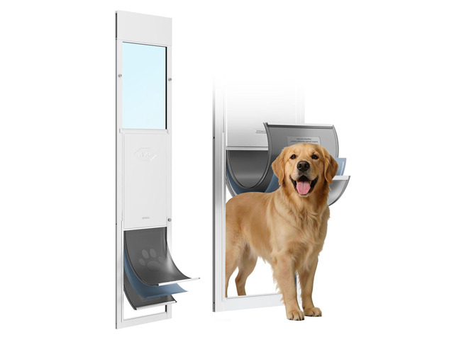 VEVOR Dog Door for Sliding Glass Door, 75 7/8' to 80 11/16' Adjustable Height, Aluminum Alloy Frame with 3-Layer Flap and Rotating Hinge, for Extra...