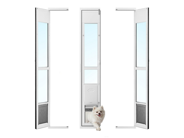 VEVOR Dog Door for Sliding Glass Door, 75 7/8' to 80 11/16' Adjustable Height, Aluminum Alloy Frame with Flap, Lock Design, for Medium-Sized Dogs,...