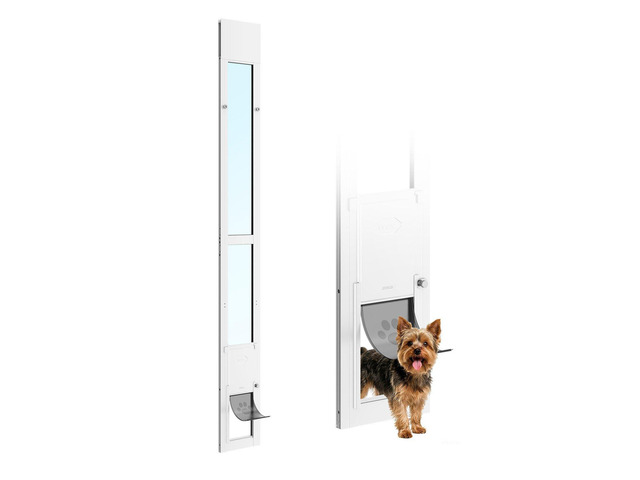 VEVOR Dog Door for Sliding Glass Door, 75 7/8' to 80 11/16' Adjustable Height, Aluminum Alloy Frame with Flap and Rotating Hinge, Lock Design, for...