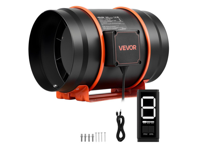VEVOR Inline Duct Fan, 807 CFM 8 inch EC Motor Ventilation Fan with 3-Speed Circulation, 10-Speed PWM Controller, Timer-Controlled Operation,...
